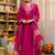Pink Viscose Silk Embroidery Work A-Line Kurta Pant and Dupatta Set