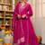 Pink Viscose Silk Embroidery Work A-Line Kurta Pant and Dupatta Set