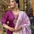 Purple Chanderi Embroidery Work Flared Kurta Pant and Dupatta Set