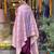 Purple Chanderi Embroidery Work Flared Kurta Pant and Dupatta Set