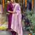 Purple Chanderi Embroidery Work Flared Kurta Pant and Dupatta Set