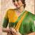 mustard with green border art silk blend with foil print casual wear saree