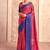 crimson pink with navy blue border art silk blend with foil print casual wear saree