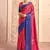 crimson pink with navy blue border art silk blend with foil print casual wear saree