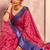 crimson pink with navy blue border art silk blend with foil print casual wear saree
