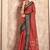 red with black border art silk blend with foil print casual wear saree