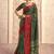 dark green with red border art silk blend with foil print casual wear saree