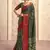 dark green with red border art silk blend with foil print casual wear saree