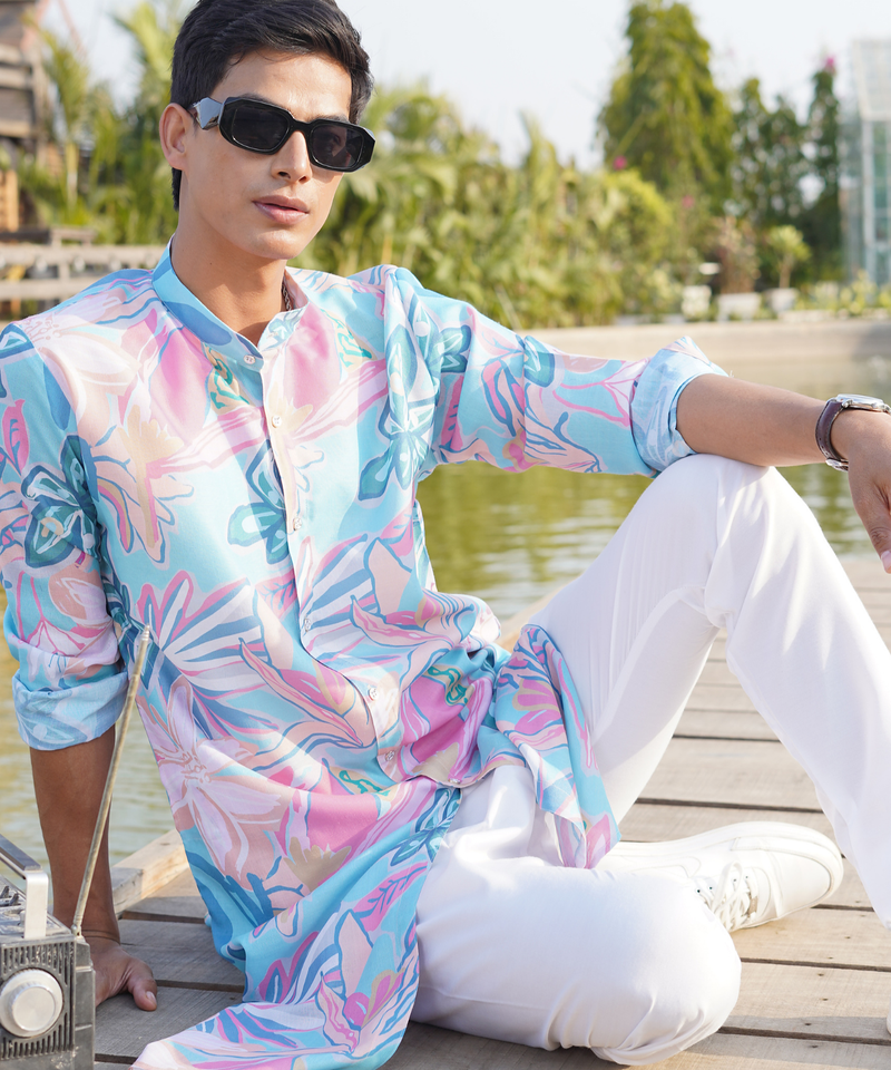 men's printed cotton kurta top- digha collection