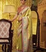 lemon tissue silk blend with zari weaving festival wear saree