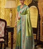 pista tissue silk blend with zari weaving festival wear saree