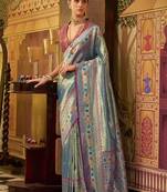 sky blue tissue silk blend with zari weaving festival wear saree