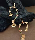 Gold-plated jhumki bugadi earcuff with multi stones & pearl detailing
