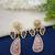 Gold plated pachi kundan studded peacock pink drop earrings