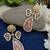 Gold plated pachi kundan studded peacock pink drop earrings