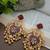 Gold plated pachi kundan studded bird chandbali kashmiri ghungaroo red drop earrings