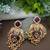 Gold plated pachi kundan studded bird chandbali kashmiri ghungaroo red drop earrings