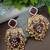 Gold plated pachi kundan studded bird chandbali kashmiri ghungaroo red drop earrings