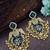 Gold plated pachi kundan studded bird chandbali kashmiri ghungaroo black drop earrings