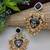 Gold plated pachi kundan studded bird chandbali kashmiri ghungaroo black drop earrings