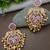 Gold plated pachi kundan studded bird chandbali kashmiri ghungaroo pink drop earrings