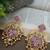 Gold plated pachi kundan studded bird chandbali kashmiri ghungaroo pink drop earrings