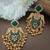 Gold plated pachi kundan studded bird chandbali kashmiri ghungaroo green drop earrings