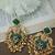 Gold plated pachi kundan studded bird chandbali kashmiri ghungaroo green drop earrings