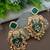 Gold plated pachi kundan studded bird chandbali kashmiri ghungaroo green drop earrings