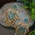 Gold plated pachi kundan studded bird chandbali kashmiri ghungaroo blue drop earrings