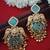 Gold plated pachi kundan studded bird chandbali kashmiri ghungaroo blue drop earrings