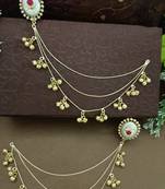 Gold-plated kashmiri ear chains with multi-layer ghungroo drops