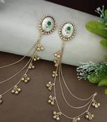 Gold-plated kashmiri ear chains with multi-layer ghungroo drops