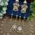 Gold-plated kashmiri long jhumka earrings with matching ear chains