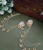 Gold-plated kashmiri ear chains with multi-layer ghungroo drops