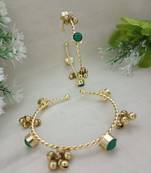 Women 2 brass kundan gold-plated bangle-style bracelet