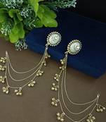 Gold-plated kashmiri ear chains with multi-layer ghungroo drops