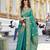 turquoise  satin silk blend with beautiful zari weaving border & designer pallu