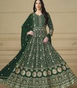 dark green ready to wear faux georgette kurti set with santool inner & dupatta 