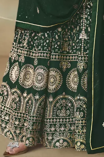 dark green ready to wear faux georgette kurti set with santool inner & dupatta 