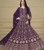 Dark purple ready to wear faux georgette kurti set with santool inner & dupatta 