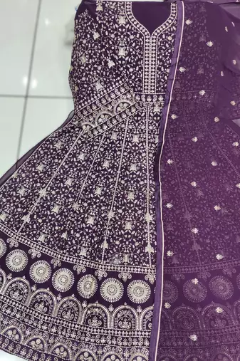 dark purple ready to wear faux georgette kurti set with santool inner & dupatta 