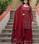 Maroon premium designer readymade sharara suit with dupatta