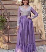 Lavender sequin embroidered georgette anarkali set