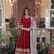 Rusty red faux blooming zari embroidered work gown