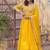 Yellow faux blooming embroidery zari work gown
