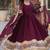 Maroon sequins embroidered georgette anarkali kurta set