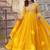 Yellow faux blooming embroidery zari work gown