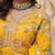 Yellow faux blooming embroidery zari work gown