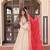 Off-white jacquard gown with red dupatta